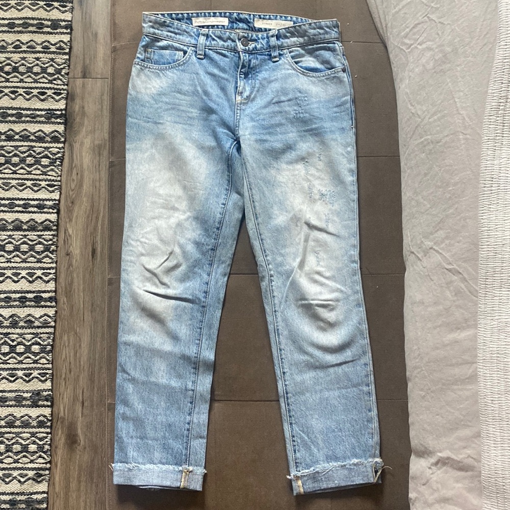 Pilcro Straight Leg Raw Hem Jeans